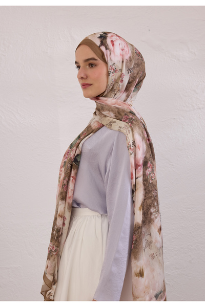 Fresh Vintage Rose Pattern Rami Shal Mink