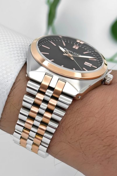 Ferrucci Men's Wristwatch - Zmfer180 |   Steel Case & Steel Cord |   Black Dial Elegance