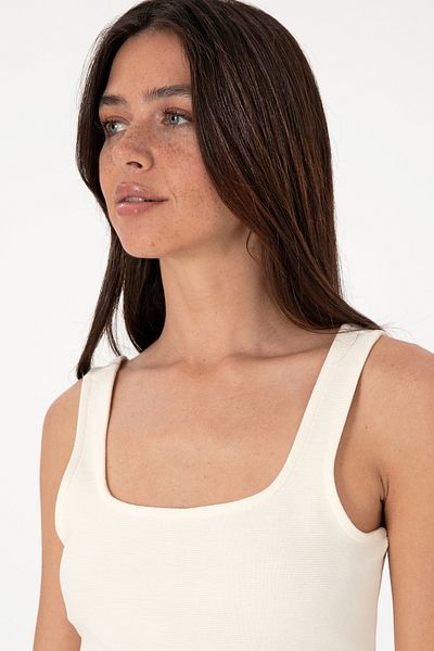 U.S. Polo Assn. Women's Cream Sleeveless Square Neck T-Shirt 50306680-Vr071