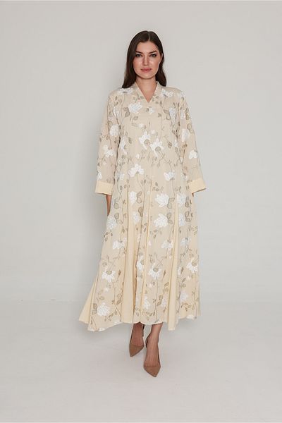 IKKXA Floral Embroidered Modern Jalabiya