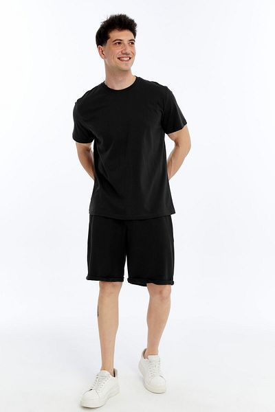 KRAVEN Men's 2-Piece T-Shirt & Double Leg Shorts Set, Combed Cotton, Lycra Fabric Regular Fit