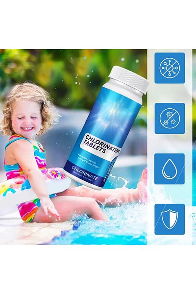 Gnaumore Set de tablete efervescente cu clor pentru curățarea piscinei, albe, 100 g
