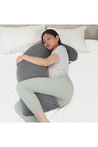 Moon Organic L Shaped Maternity Pillow-Grey