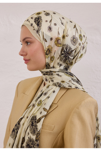Fresh BLOOMING DAHLIA DESEN RAMİ ŞAL SOFT SARI
