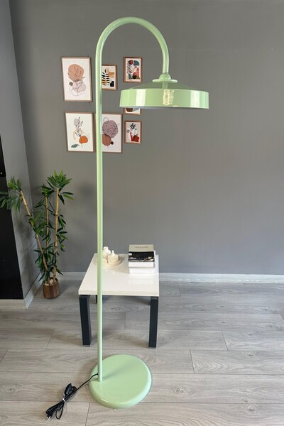Bamyum Mint Lambader Modern Dekoratif Metal Oturma Odası Çalışma Odası Zemin Lambası