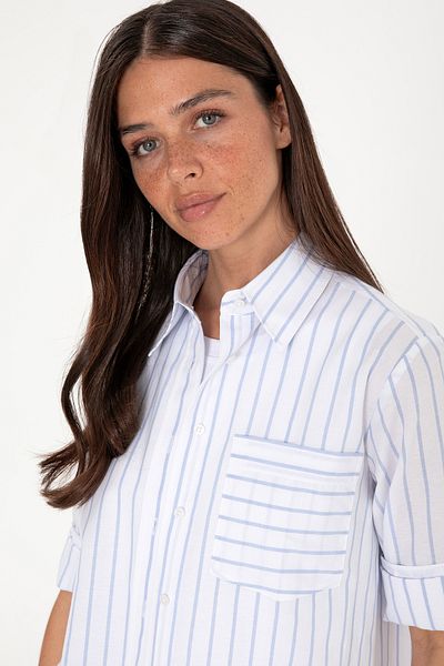 U.S. Polo Assn. Women's Blue Striped Long Sleeve Tunic Shirt 50306471-Vr036
