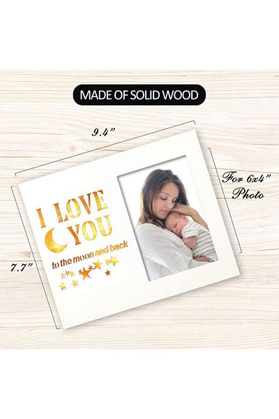 Newbyst Wooden photo frame, white, anniversary with the theme "I love you to the moon and back", illuminated, Newbyst