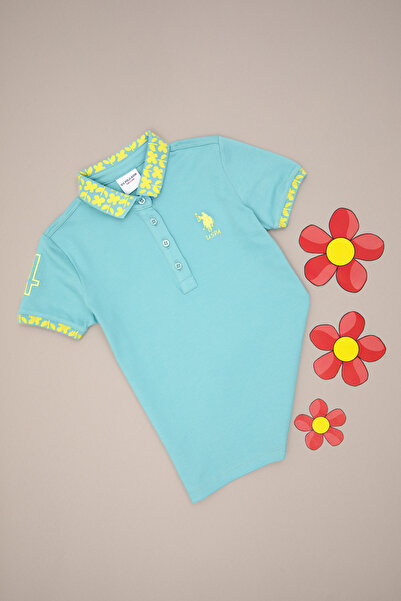 U.S. Polo Assn. Tricou pentru fetiță, mentă, cu guler polo basic 50283284-VR090