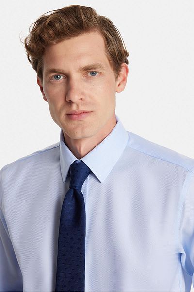 Tudors Regular Fit Blue Non-Iron 100% βαμβάκι φιλικό προς το περιβάλλον Πουκάμισο χωρίς σιδέρωμα με πιστοποίηση Eko Tex