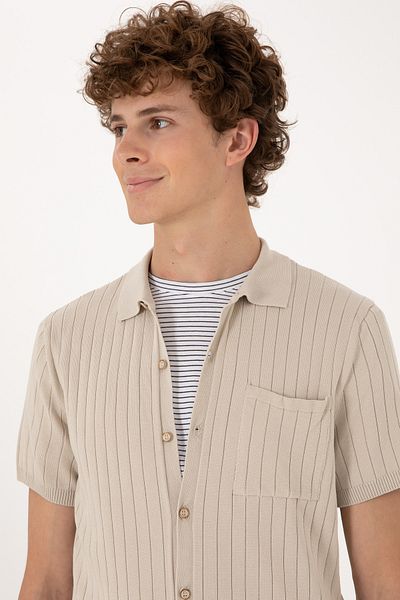 U.S. Polo Assn. Men's Slim Fit Stone Button Knitwear T-Shirt 50299360-Vr049