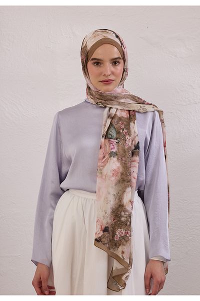 Fresh Vintage Rose Pattern Rami Shal Mink