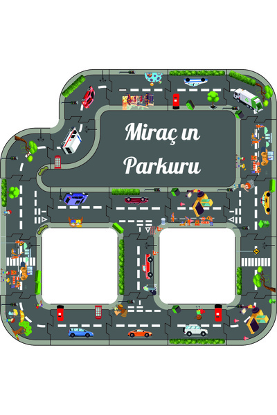 Adeno İsme Özel Ahşap Oyuncak Araba, Araç Parkuru eğitici Eğlenceli Yol Yapım...