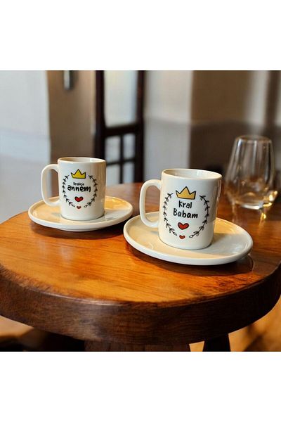WPAWZ Father's Day Porcelain Turkish Coffee Cup Set for 2 People
