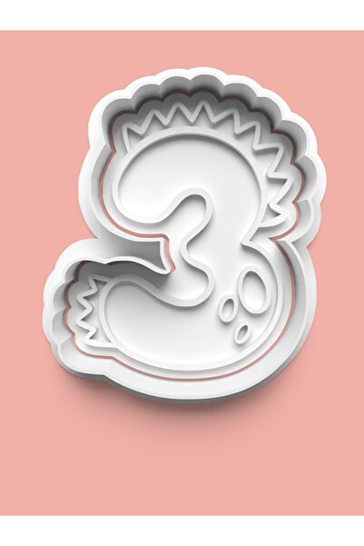 AKTASTORE قالب كوكيز على شكل ديناصور رقم 3 وقالب عجينة السكر - ثلاثة أرقام