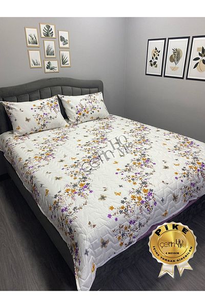 Çetinhome Çetinhome Double Quilted Pique Set 4 Seasons Spring Fuchsia