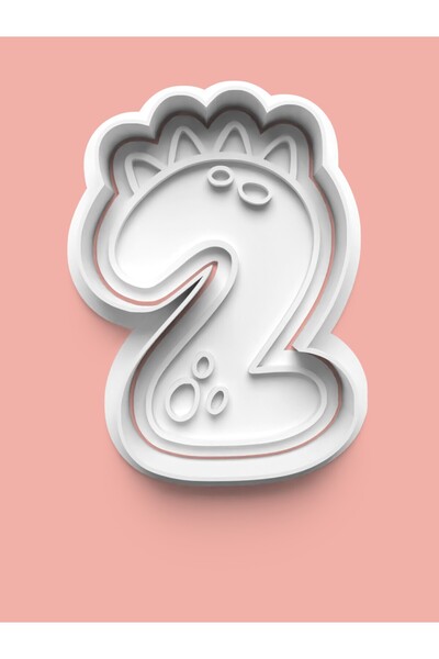 AKTASTORE قالب كوكيز على شكل ديناصور رقم 2 وقالب عجينة السكر - رقمان