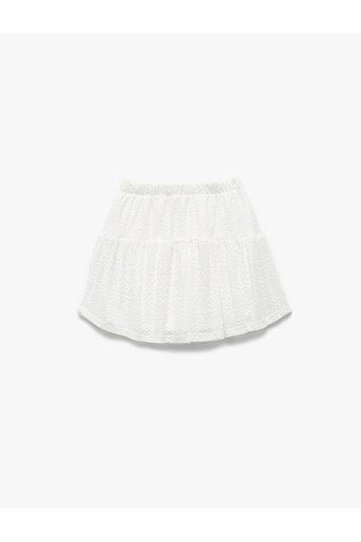 Koton Mini Skirt with Brode Detail and Elastic Waist