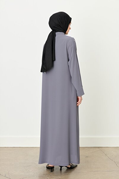 Nihan Kol Detaylı Hakim Yaka Ferace Füme