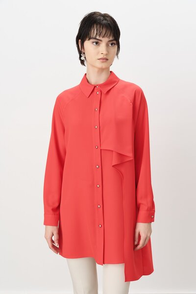 Nihan Volan Detaylı Tunik Mercan