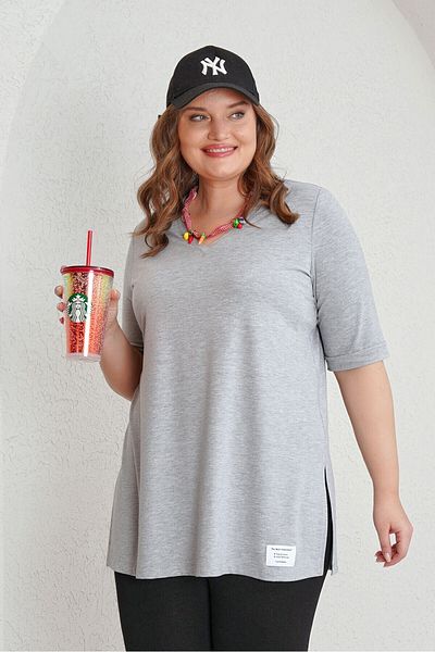 Büyük Moda V-NECK DUMPED BASIC TEE