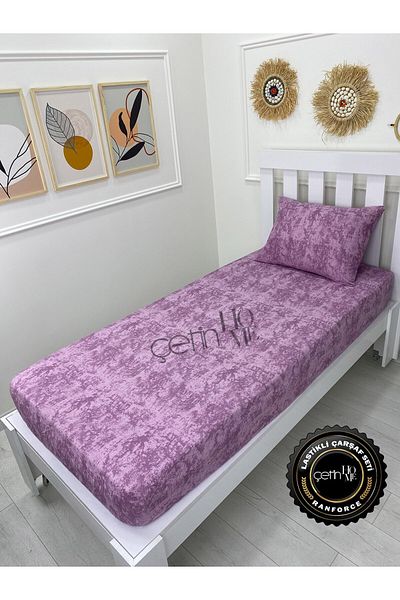 Çetinhome Fabric Elastic Sheet Set Single 3 Size Shadow Lilac