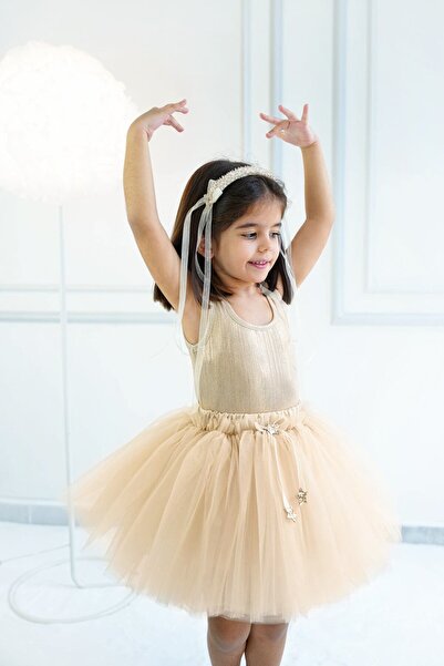 DUCA KIDS Glittery Strap Snap Girls Bodysuit and Fluffy Tutu Skirt Set