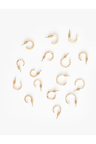 Koton Steel Alloy 8-Piece Hoop Earrings Set