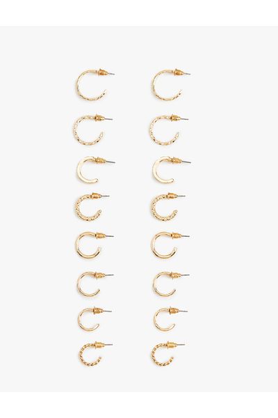 Koton Steel Alloy 8-Piece Hoop Earrings Set