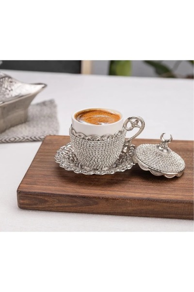 AiroBazar Coffee Cup Turkish Delight Bowl Set Turkish Arab Coffee Espresso Cup Plate Crystal Set Set of 6