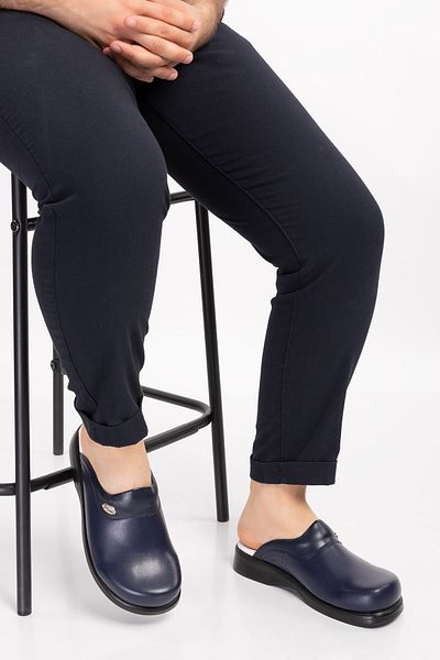 Sabo Medikal Unisex Women Men Navy Blue Hole-Free Classic Sabo Orthopedic Doctor Nurse Cook Kitchen Slippers