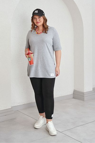 Büyük Moda V-NECK DUMPED BASIC TEE