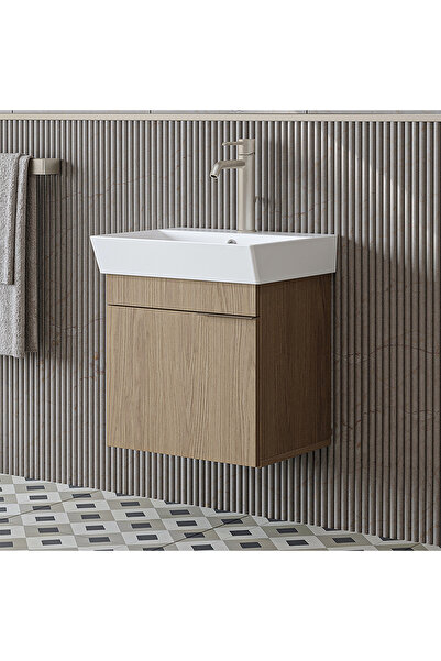 ROOMART Likya Ayaksız Tek Kapaklı Lavabolu 49 Cm Banyo Dolabı Alt, Mini Lavabolu Alt Banyo Dolabı