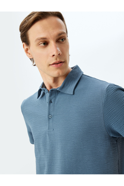 Koton Men'S Blue Polo Neck T-Shirt