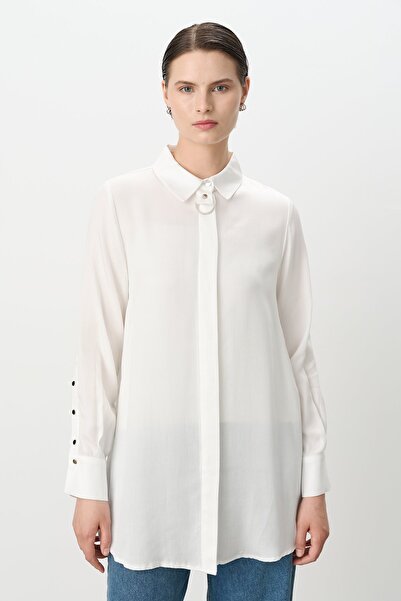 Nihan Toka Detaylı Tencel Tunik Ekru