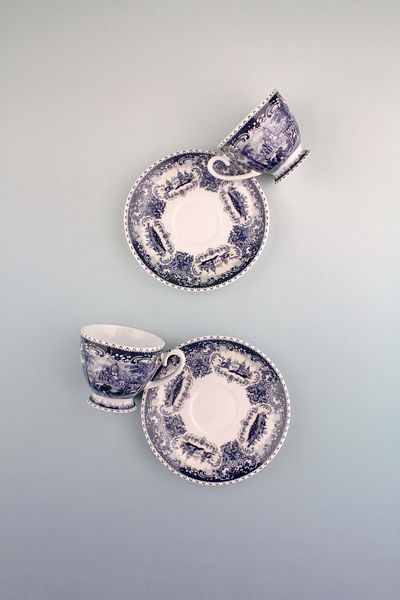 Bursa Porselen Dekor Special Blue Two Person Porcelain Coffee Cup Set