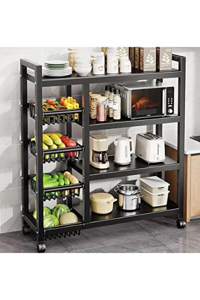Un رف تخزين معدني من 5 طبقات مع عجلات قابلة للتعديل شديدة التحمل للمطبخ والمنزل