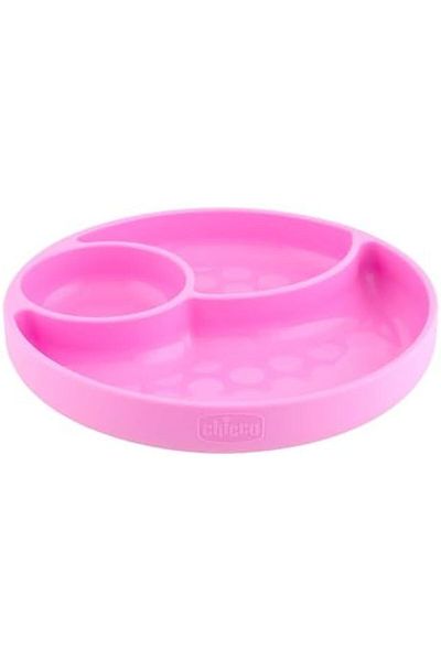 Chicco Chicco Easy Menu Silicone Plate With Suction Cup 12M+, Pink