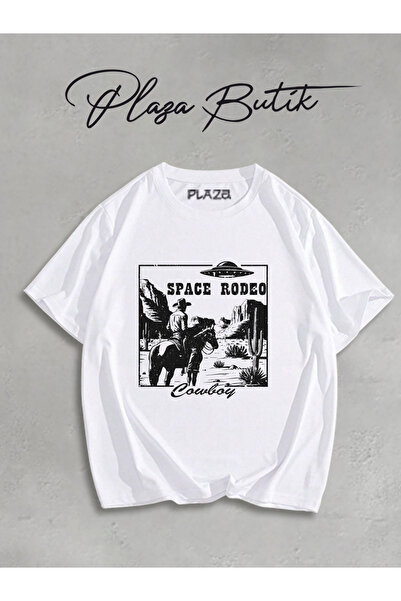 Plaza Butik Tricou oversize unisex cu imprimeu Cowboy Rodeo