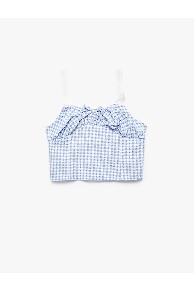 Koton Μπλούζα Gingham Crop με φιόγκο