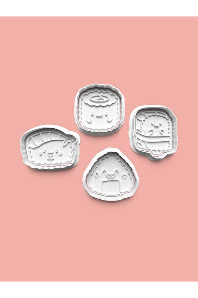 AKTASTORE مجموعة قوالب بسكويت السوشي اللطيفة وقوالب عجينة السكر مكونة من 4 قطع