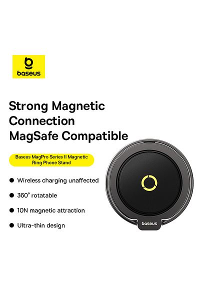 Baseus MagPro Series II Magnetic Ring Phone Stand | 360° Adjustable Phone Stand Grip - Black
