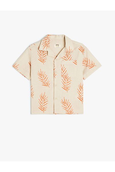 Koton ecru design Short Sleeve Shirt
