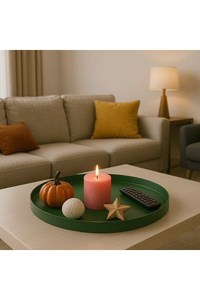 hemlife Decorative Presentation Tray 44 cm Metal Serving & Presentation Tray Large Size Round Tray