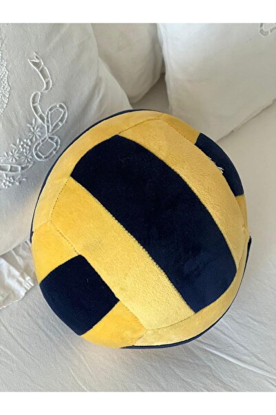 MR.Frenks Çocuk Taraftar Voleybol Topu Oyun Arkadaşı Peluş Yastık Sarı&Lacivert 22 cm