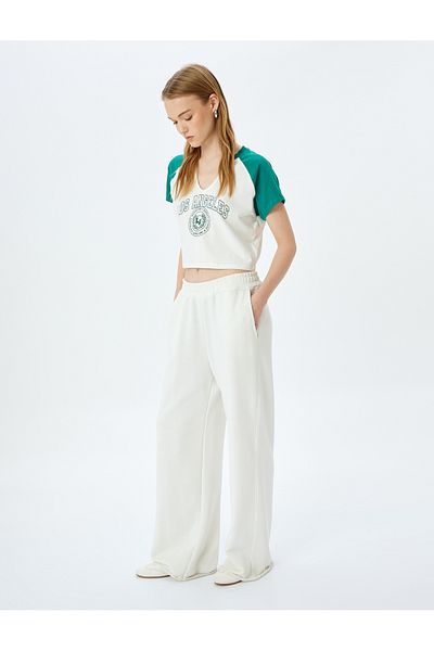 Koton ecru Crop T-Shirt