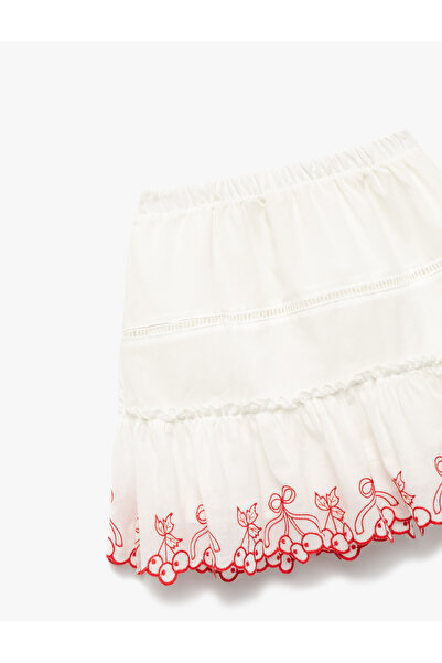 Koton New Season Cotton Above Knee Embroidery Detailed Skirt