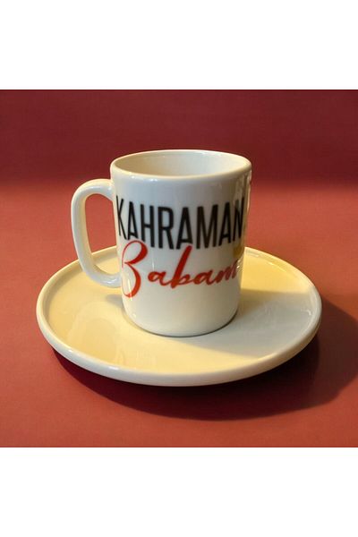 WPAWZ Father's Day Special Design Hero My Father Printed Porcelain Turkish Coffee Cup Set