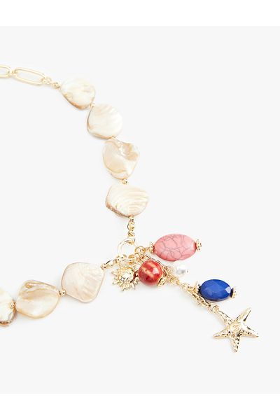 Koton Seashell Detailed Fish Charm Detailed Steel Alloy Necklace - Koton X Melis Ağazat