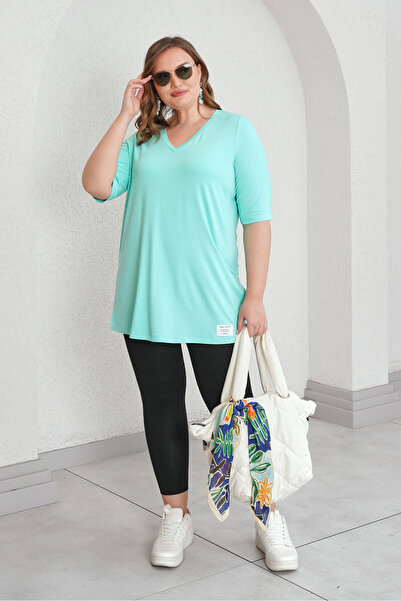 Büyük Moda V-NECK DUMPED BASIC TEE