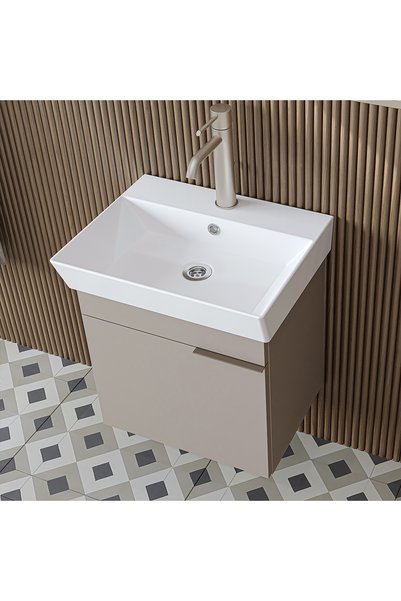 ROOMART Likya Ayaksız Tek Kapaklı Lavabolu 49 Cm Banyo Dolabı Alt, Mini Lavabolu Alt Banyo Dolabı